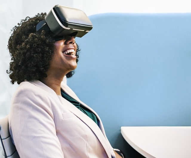 woman with VR headset