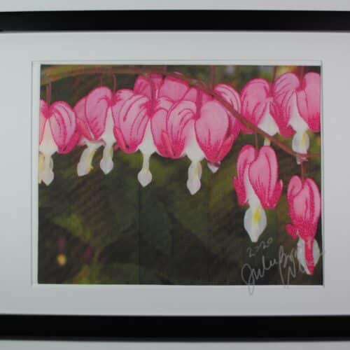 bleeding hearts plant thread painting