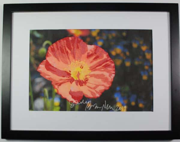 California poppy thread painting