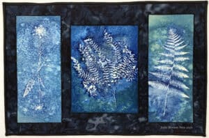 cyanotype on fabric of fern leaves