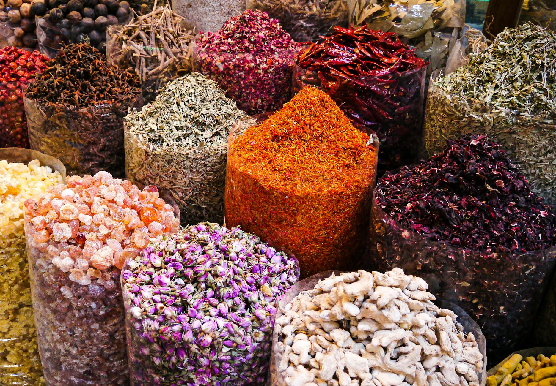 display of dried spices